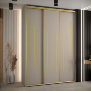 Szafa DAKOTA 8 180 głębokość 60 cm korpus kaszmir, fronty kaszmir złota listwa