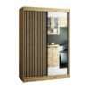 LAMELO II kledingkast van 150 cm in de kleur artisan eiken, met lamellen en een spiegel. Een ruime en functionele kast voor de slaapkamer, hal en garderobe in loftstijl.