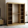 Interieur van de LAMELO II 180 kleerkast. Het heeft planken en stangen. de kledingkast is zeer ruim