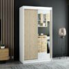 Witte LAMELO II kast met lamellen en spiegel in loft-stijl