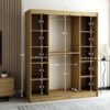 Gedimensioneerd interieur van de LAMELO II kleerkast 180 cm. Het heeft planken en roedes, het is extreem ruim en functioneel.