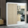 Witte LAMELO II 200 kast met lamellen en spiegel. Ruim en functioneel