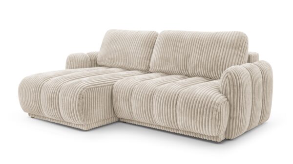 Hoekbank CARLOS linkshoekig, in rib stof beige