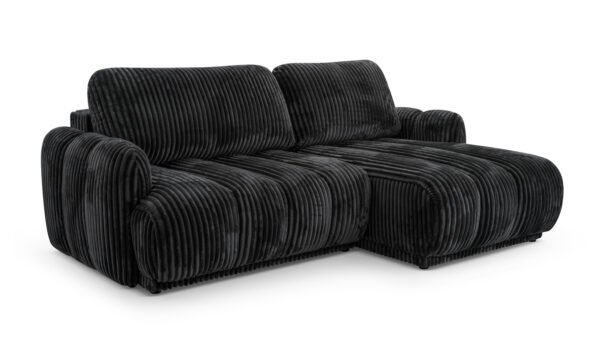 Hoekbank Carlos in ribbed stof Tilia zwart, rechthoekig