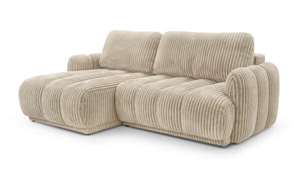 Hoekbank CARLOS linkshoekig, in rib stof creme