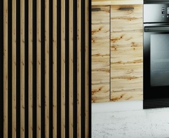 Zwart mat met lamellen artisan + spiegel
