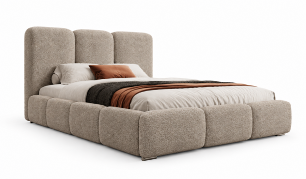 Beige gestoffeerd bed MAFFO met hoog hoofdbord – Abriamo 03