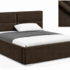 Milo gestoffeerd bed met opbergruimte in stof Casablanca, met een hoog hoofdbord en horizontale vlakverdeling.