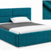 Milo gestoffeerd bed met opbergruimte in stof Casablanca, met een hoog hoofdbord en horizontale vlakverdeling.
