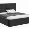 VELLO II gestoffeerd bed met opbergruimte in vlekbestendige stof Casablanca, met een hoog hoofdbord en horizontale vlakverdeling.
