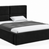 VELLO II gestoffeerd bed met opbergruimte in vlekbestendige stof Casablanca, met een hoog hoofdbord en horizontale vlakverdeling.