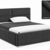 Milo gestoffeerd bed met opbergruimte in stof Casablanca, met een hoog hoofdbord en horizontale vlakverdeling.