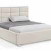 Moet gestoffeerd bed met opbergruimte in meubelstof Casablanca 2301, voorzien van een hoog hoofdbord met elegante vierkante vlakverdeling.
