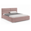 Milo gestoffeerd bed met opbergruimte in stof Manila 02, met een hoog hoofdbord en horizontale vlakverdeling.