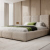 Beige bouclé bed MAFFO in slaapkamer – Abriamo 04