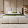 Beige bouclé bed MAFFO in slaapkamer – Abriamo 04