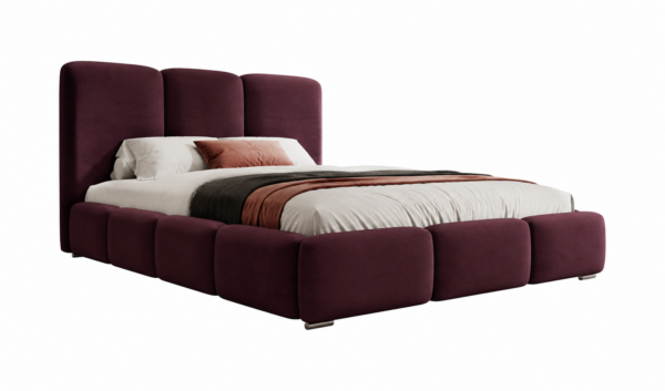 Bordeaux gestoffeerd bed MAFFO met hoog hoofdbord – Magic Velvet 2202