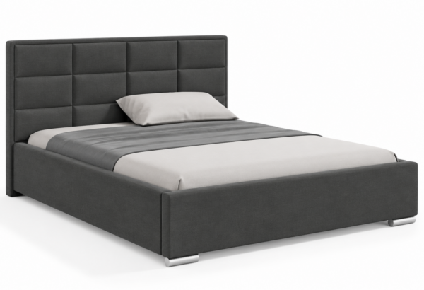 Antraciet gestoffeerd bed MOET met hoog hoofdbord