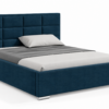 Donkerblauw gestoffeerd bed MOET met hoog hoofdbord