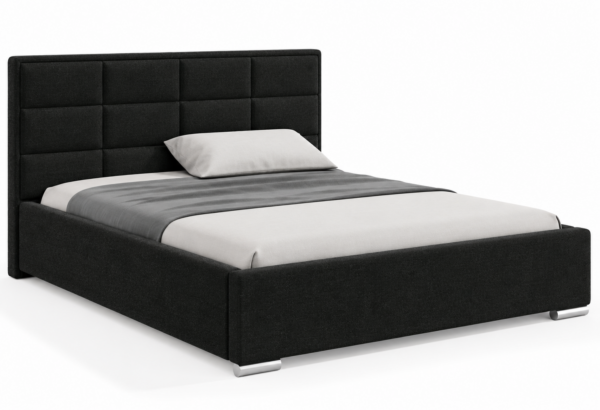Zwart gestoffeerd bed MOET met hoog hoofdbord