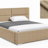Milo gestoffeerd bed met opbergruimte in stof Casablanca, met een hoog hoofdbord en horizontale vlakverdeling.