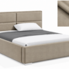 Milo gestoffeerd bed met opbergruimte in stof Casablanca, met een hoog hoofdbord en horizontale vlakverdeling.