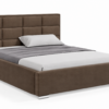 Moet gestoffeerd bed met opbergruimte in meubelstof Casablanca 2306, voorzien van een hoog hoofdbord met elegante vierkante vlakverdeling.