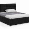 Moet gestoffeerd bed met opbergruimte in meubelstof Casablanca 2316, voorzien van een hoog hoofdbord met elegante vierkante vlakverdeling.