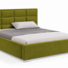 Moet gestoffeerd bed met opbergruimte in meubelstof Casablanca 2312, voorzien van een hoog hoofdbord met elegante vierkante vlakverdeling.