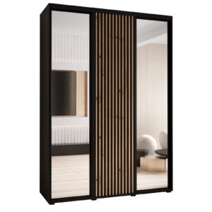 Kledingkast LANKO 2 180 zwart met artisan lamellen