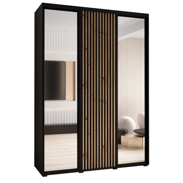 Kledingkast LANKO 2 180 zwart met artisan lamellen