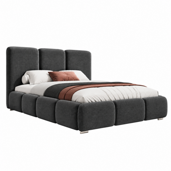 Antraciet gestoffeerd bed MAFFO met hoog hoofdbord – Kronos 34