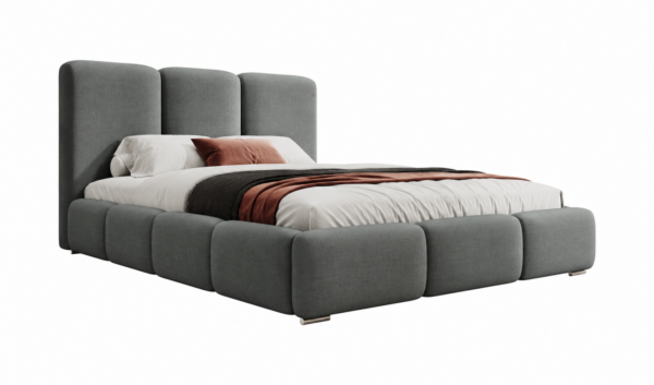 Donkergrijs gestoffeerd bed MAFFO met hoog hoofdbord – Magic Velvet 2217