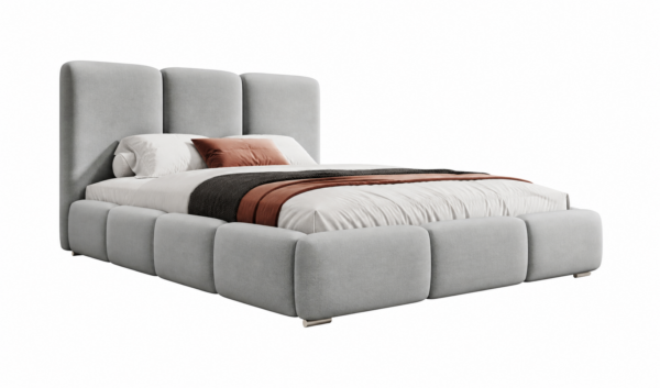 Donkergrijs gestoffeerd bed MAFFO met hoog hoofdbord – Magic Velvet 2218