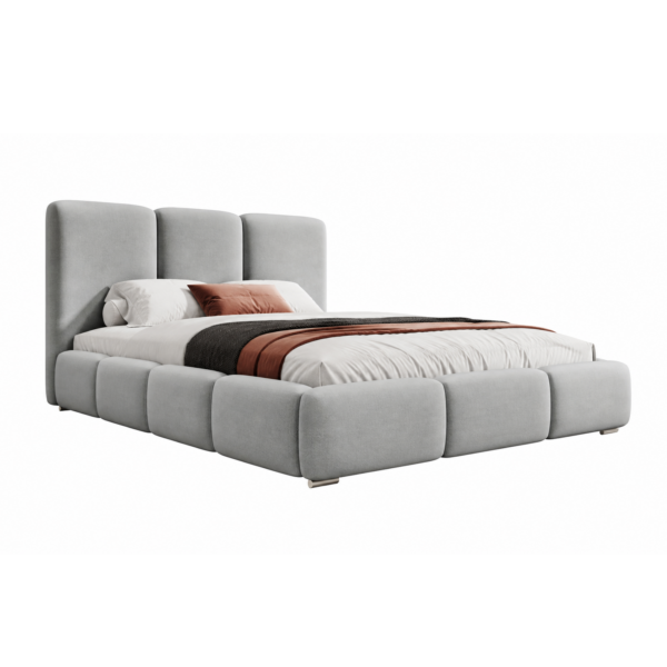 Lichtgrijs gestoffeerd bed MAFFO met opbergruimte – Magic Velvet 2218