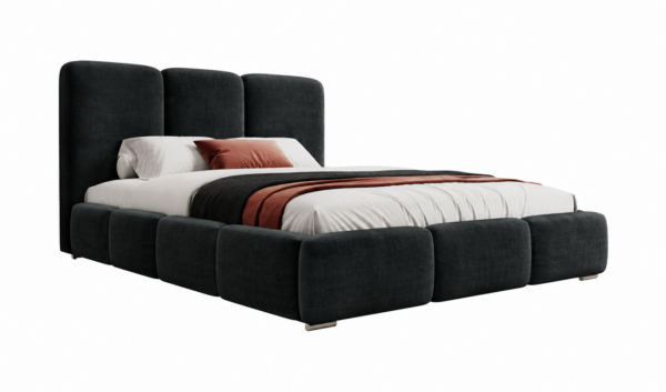 Zwart gestoffeerd bed MAFFO met hoog hoofdbord – Magic Velvet 2219