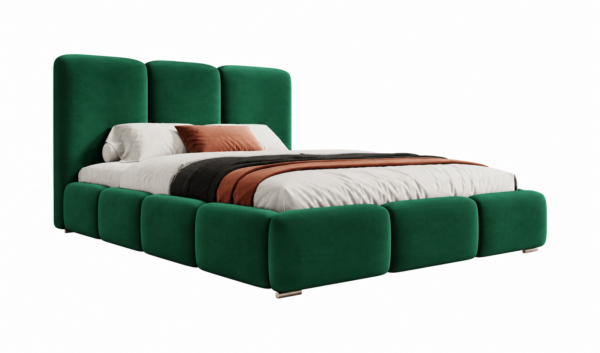 Donkergroen gestoffeerd bed MAFFO met hoog hoofdbord – Magic Velvet 2225