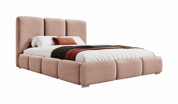 Oudroze gestoffeerd bed MAFFO met hoog hoofdbord – Magic Velvet 2257