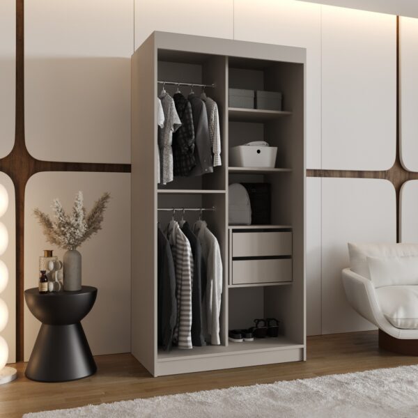 Schuifdeurkast RUBINO 100 cm in Kaszmir — interieur