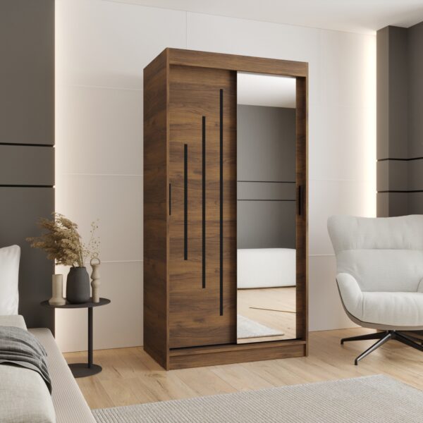 Schuifdeurkast RUBINO 100 cm, breedte 100 cm, hoogte 200 cm